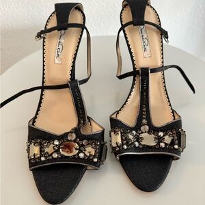 Oscar de la Renta Black Embellished Heels